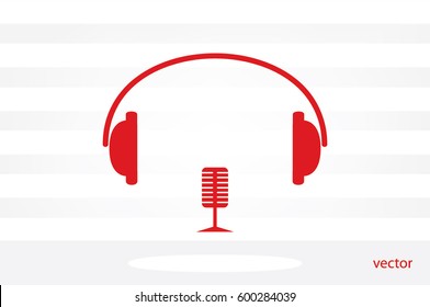 headphone and microphone icon vector illustration eps10.