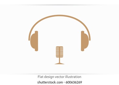 headphone and microphone icon vector illustration eps10.