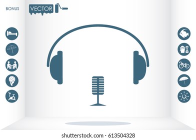 headphone and microphone icon vector illustration eps10.