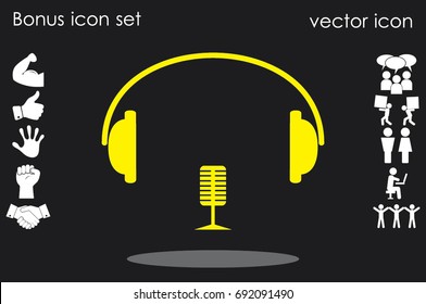 headphone and microphone icon vector illustration eps10.