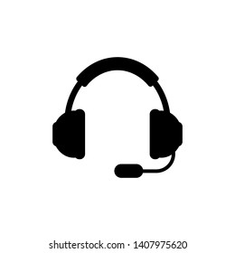 Headphone with microphone icon. Vector. Isolated.