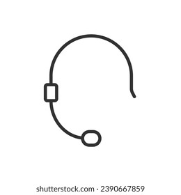 Micrófono de audífono, icono lineal. Línea con trazo editable