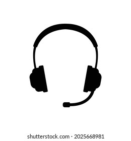 Headphone microphone logo flat icon