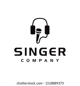 
headphone and microphone vector logo design - singer, recording, studio, concert