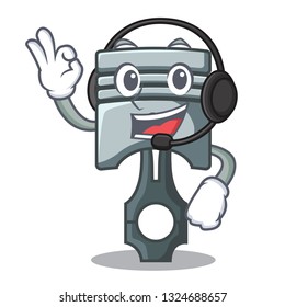 With headphone miniature piston in the cartoon shape