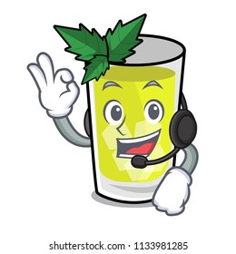 With headphone mint julep mascot cartoon