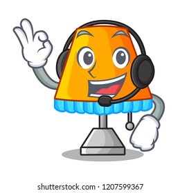 With headphone modern table lamp isolated on mascot
