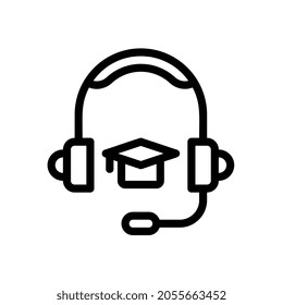 headphone mortarboard Line icon for business website,apps, and many more