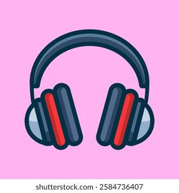 headphone music accessories hobby leisure flat color vector illustration template design