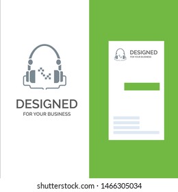 Headphone, Music, Audio, Hand free Grey Logo Design and Business Card Template. Vector Icon Template background