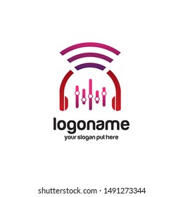 Headphone Music or Dj  logo design template 