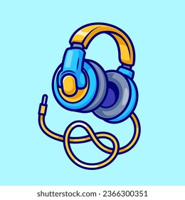 Ilustración del icono del vector de dibujos flotantes de música de audífonos. Vector Premium Aislado De Concepto De Icono De Objeto De Música. Estilo de dibujo plano