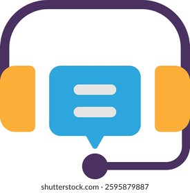 Headphone Music Headset Icon Vector Flat Illustration