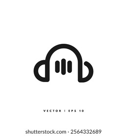 Headphone Music Icon. Editable Stroke