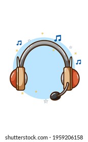 Headphone music icon illustration hand drawing vector