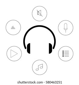 headphone and music icon vector