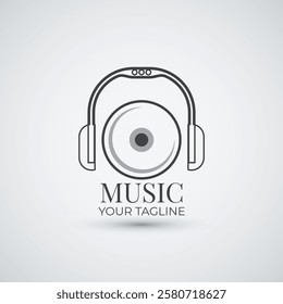 headphone music logo design icon template