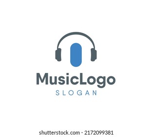 Headphone Music Logo, Music Logo Design Template.