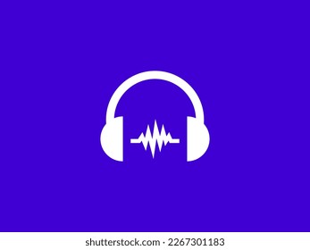 Headphone music logo with simple and minimalism style