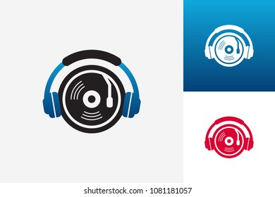Headphone Music Logo Template Design Vector, Emblem, Design Concept, Creative Symbol, Icon