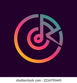 Headphone Music Note And a Bolt Editable Vector