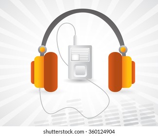 Headphone and music player.
Vector draw illustration, new style music player and headphone. 
