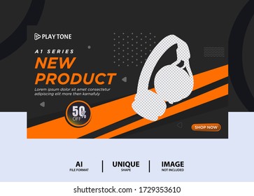 
Headphone Music Product web Banner Design