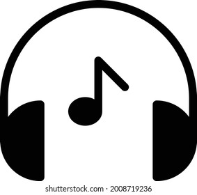 headphone music vector glyph flat icon
