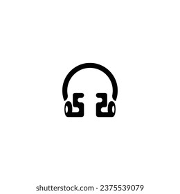 icono de diseño del logotipo del vector de la música de los auriculares