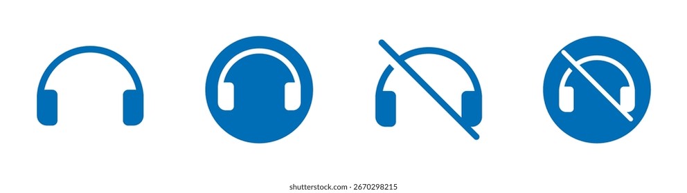 Headphone and no headphone icons for audio, devices, entertainment, music and accessories.