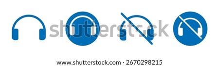 Headphone and no headphone icons for audio, devices, entertainment, music and accessories.