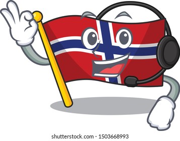 With headphone norway flag placed in character cupboard