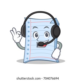 With headphone notebook character cartoon design