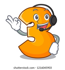 With headphone number three isolated on the mascot