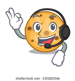 With headphone oat cookie isolated with the cartoon