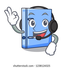 With headphone office binder file Isolated on cartoon