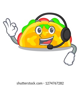 With headphone omelette fried isolated on the mascot