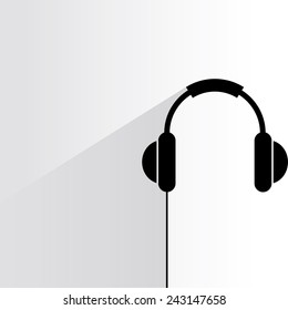 headphone on white background, flat and shadow theme