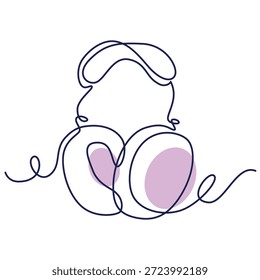 Headphone one line drawing. Headphone single line illustration. Headphone minimalist line art. Headphone vector art