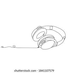 Headphone  - one line drawing. Vector illustration continuous line drawing.