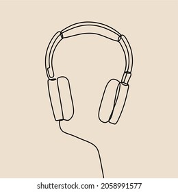 Headphone oneline continuous line art