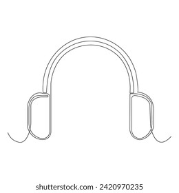 Headphone oneline continuous outline vector art drawing and simple one line minimalist illustration design.