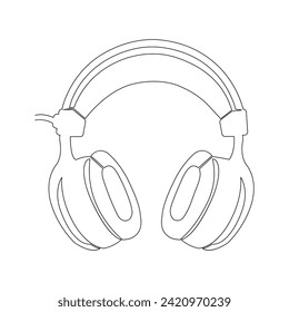 Headphone oneline continuous outline vector art drawing and simple one line minimalist illustration design.