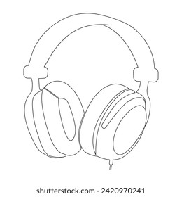 Headphone oneline continuous outline vector art drawing and simple one line minimalist illustration design.