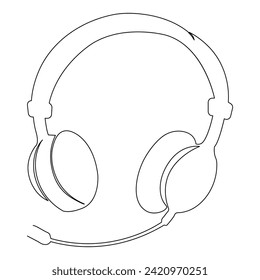 Dibujo de imágenes vectoriales de contorno continuo en línea de auriculares y diseño simple de ilustración minimalista de una línea.