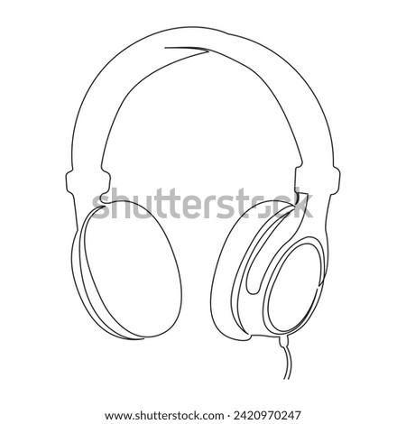 Headphone oneline continuous outline vector art drawing and simple one line minimalist illustration design.