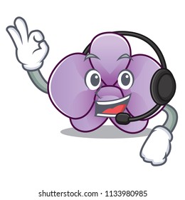 With headphone orchid flower mascot cartoon