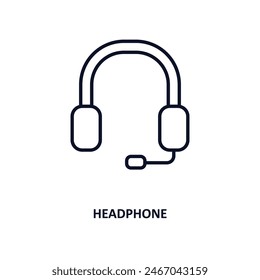 icono de contorno de auriculares.  Icono de línea delgada de la colección del cine. Vector editable aislado sobre fondo blanco
