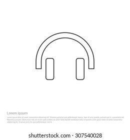 headphone Outline Icon, Vector Illustration, Flat pictogram icon