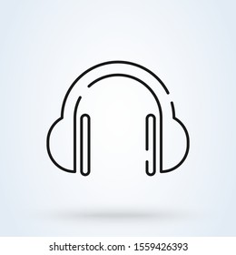 headphone outline. Simple vector modern icon design illustration.